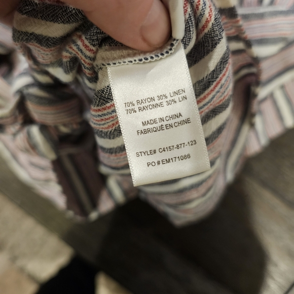 Anthropologie Cloth & Stone Striped Front Tie Blouse - Picture 4 of 4